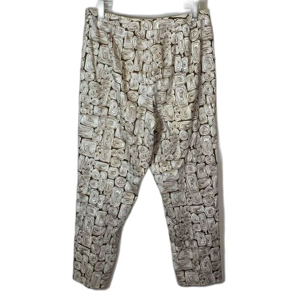 Talbots Brown White Swirl Print Stretch High Waist Tapered Pants Size 12 - Picture 4 of 11